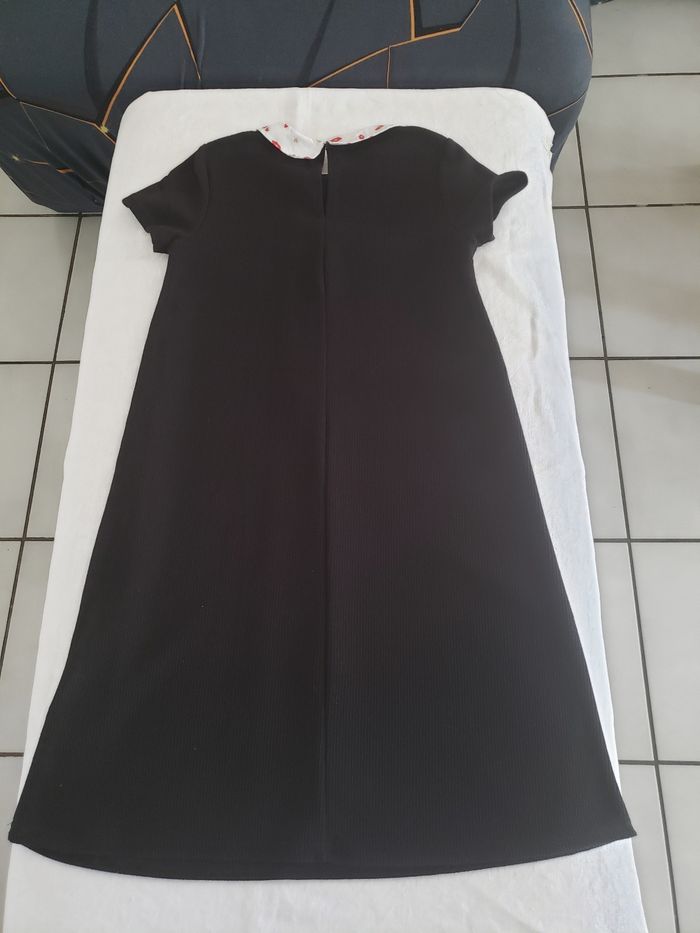 Robe noire col Claudine blanc à motifs - photo numéro 4