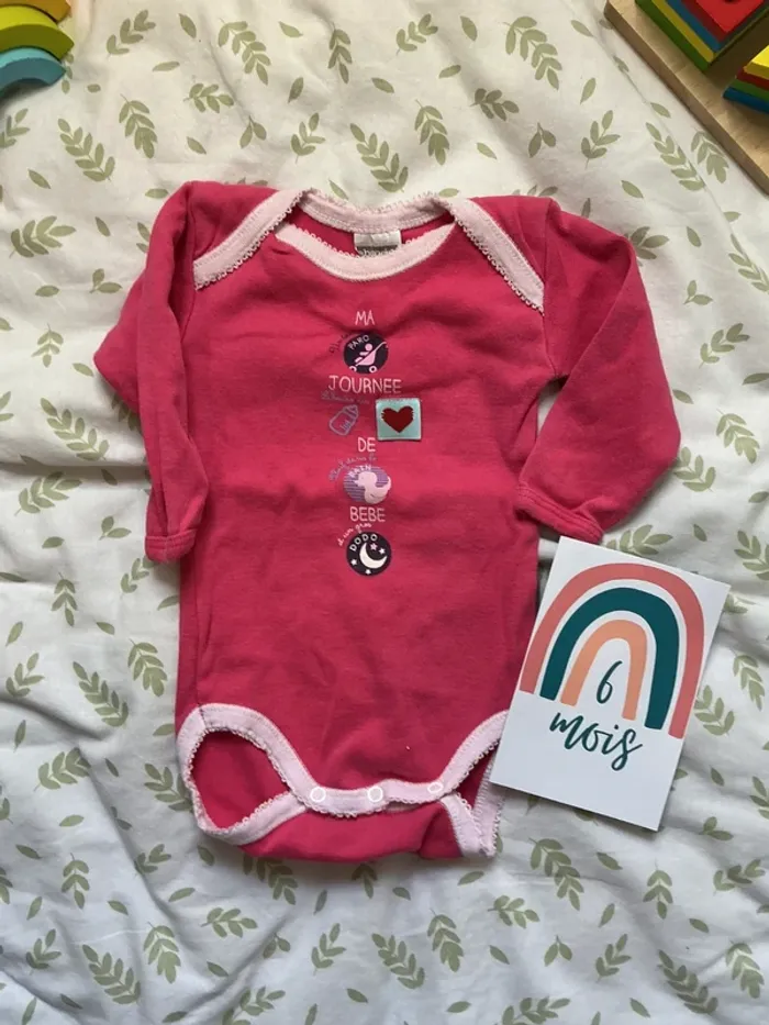 body manches longues rose 6 mois absorba - photo numéro 2