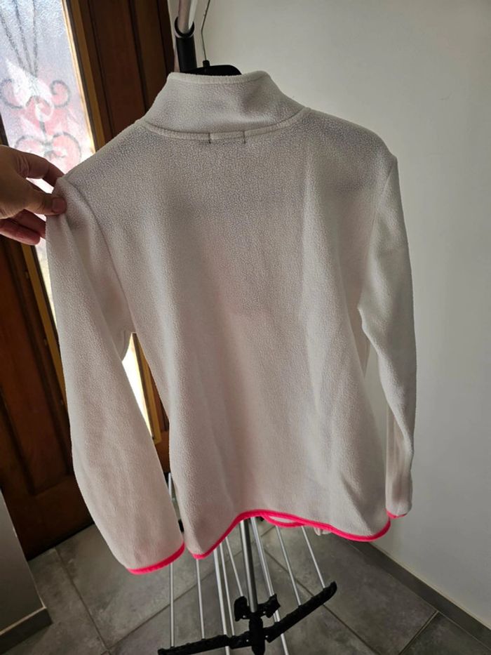 Pull polaire zip blanc/ rose fille 10 ans - photo numéro 6