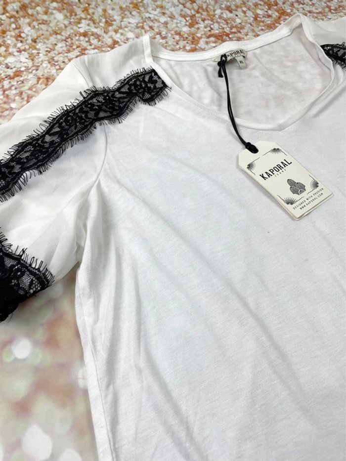 T-shirt chic et élégant femme satin et dentelle Kaporal XL