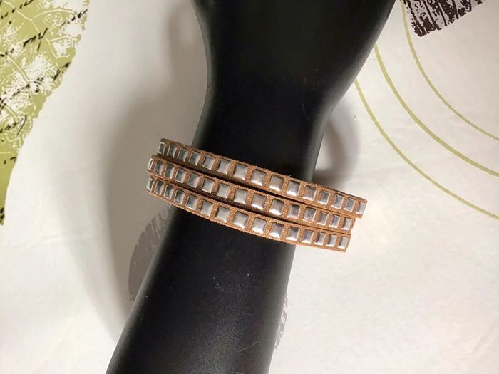 Bracelet marron et argenté 3 rangées