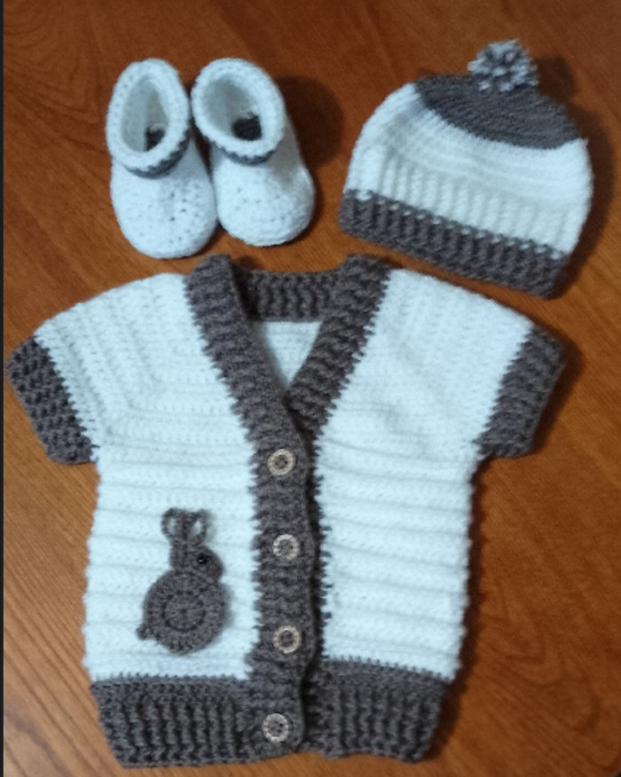 Ensemble LAPINOU fait main au crochet taille naissance/1mois