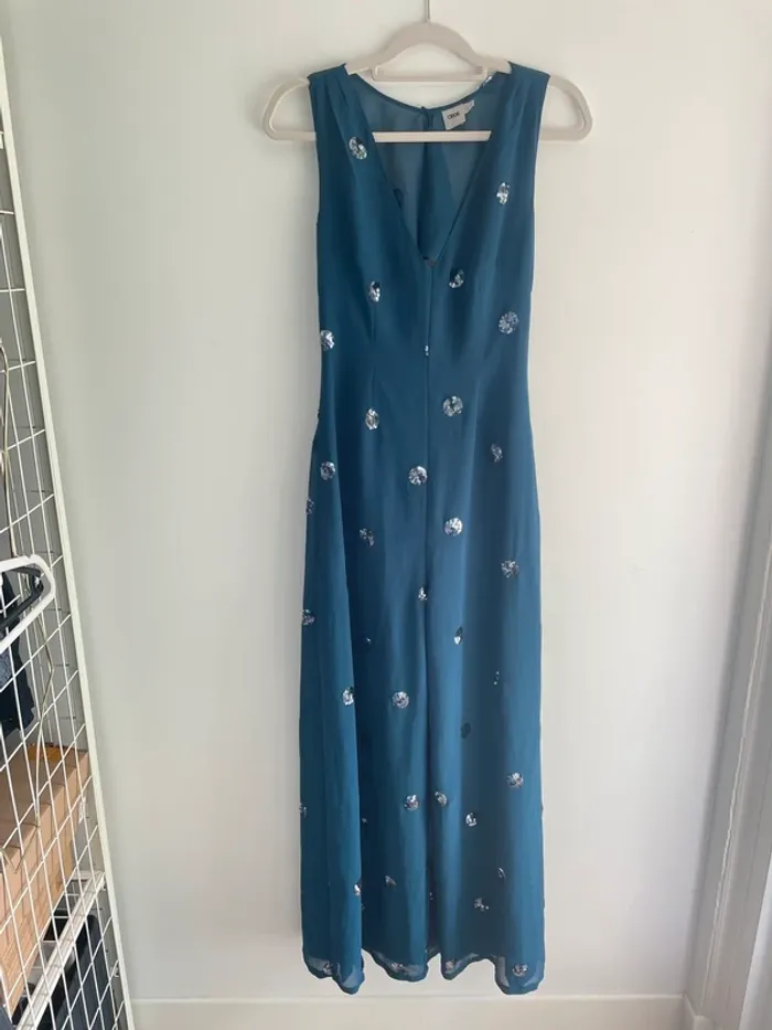 Asos Combinaison Pantalon Bleu Pétrole Sequins T.36