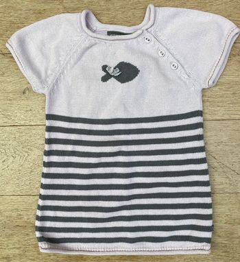 Robe marinière fille maille rose 2 ans