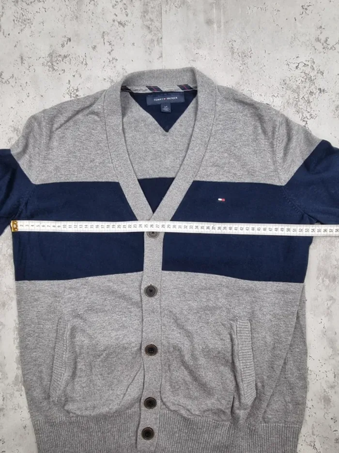 Gilet boutonné Tommy Hilfiger gris clair et bleu marine – Taille L Hommes (mesures en photos) - photo numéro 10