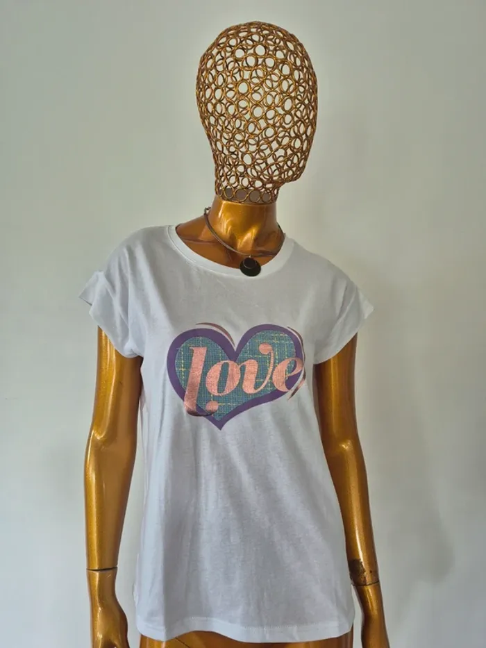 Tee-shirt Manches Courtes Blanc Femme Taille M/L