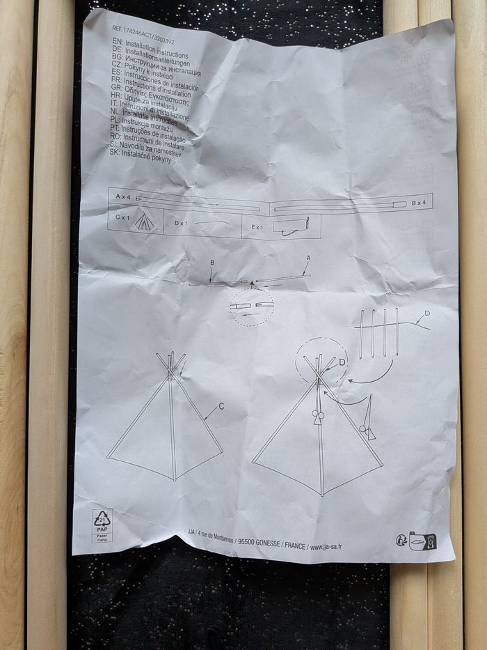 Tipi tente de jeu pour enfants 160 x 120 x 120 cm - photo numéro 6