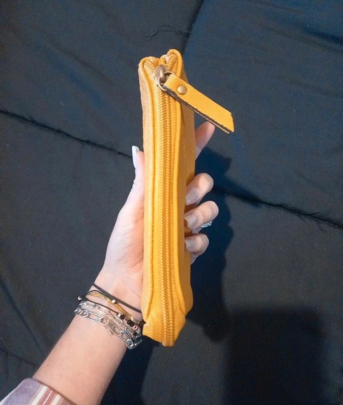 Porte-monnaie moutarde à plusieurs pochettes - photo numéro 4