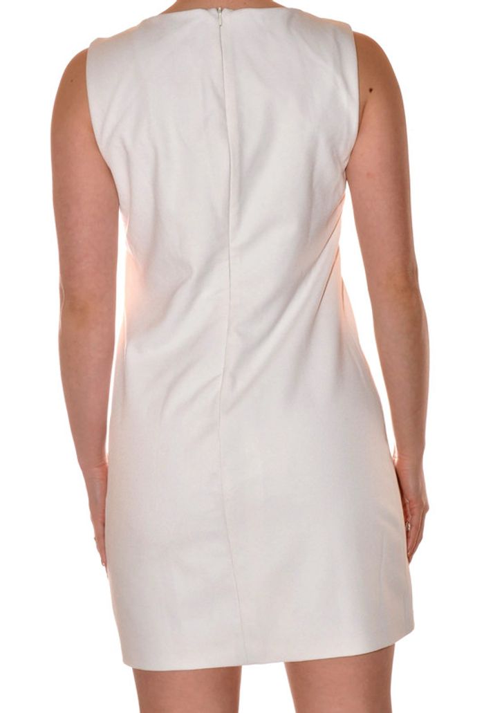 robe élégante blanche crème uni doublée col V dentelle et transparence taille M - photo numéro 10