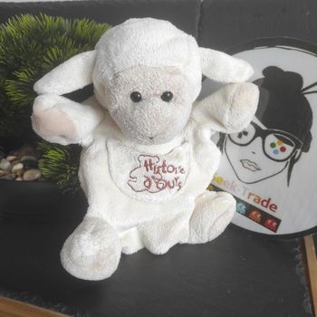 Doudou Agneau Mouton Histoire d'Ours marionnette blanc marron Beige