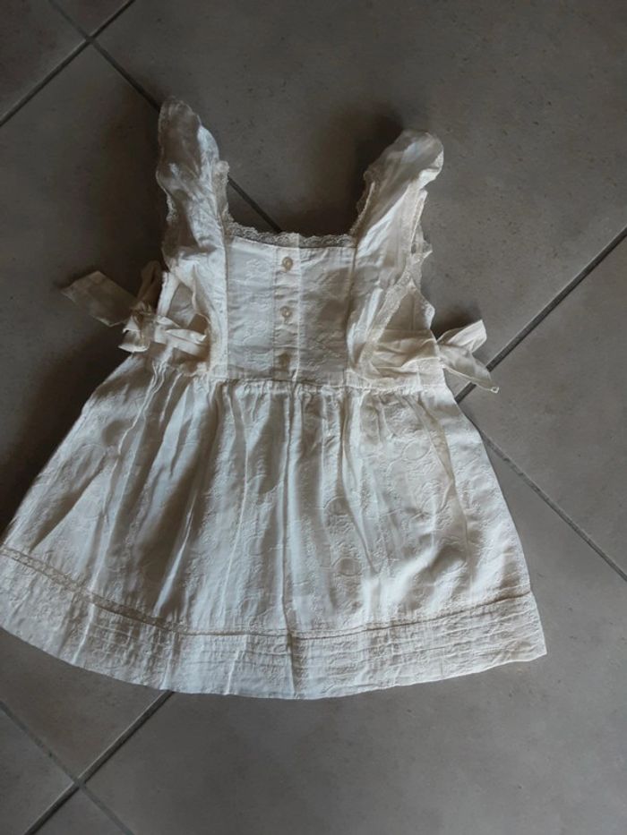 Robe été élégante ceremonie brodé nœuds dentelle crème T. 92cm (18-24 mois) neuf - photo numéro 2