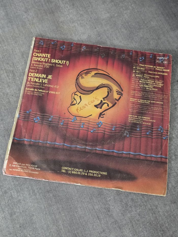 45 tours – Les Forbans – Chante (Shout! Shout!) / Demain je t’enlève - photo numéro 2