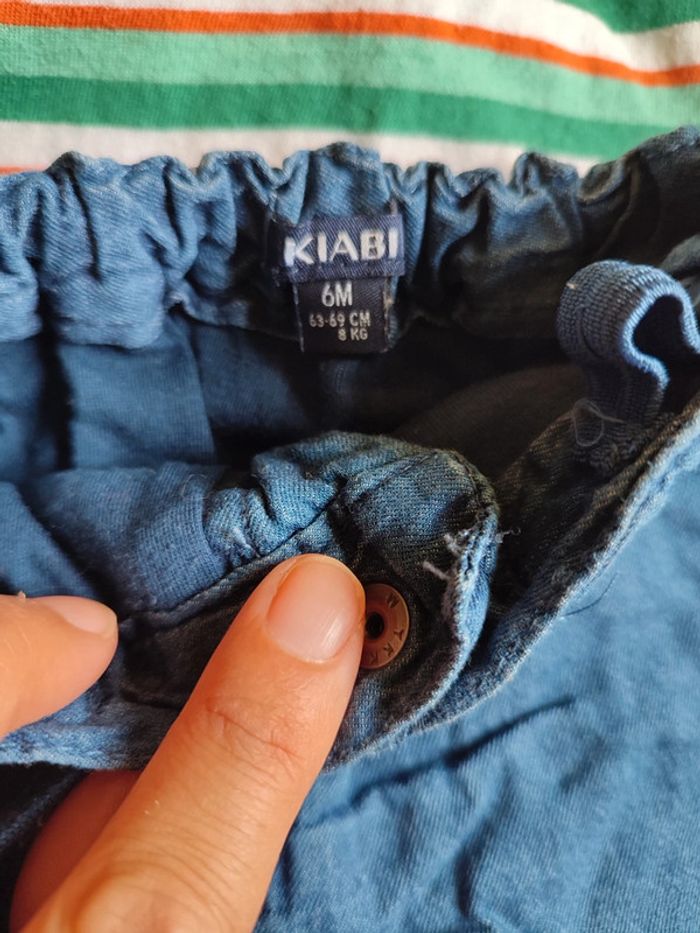 Lot ensemble Jeans souple + t-shirt manches courtes + sweat zippé à capuche en 6M - photo numéro 4