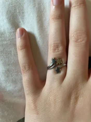 Bague argentée acier inoxydable étoile ajustable