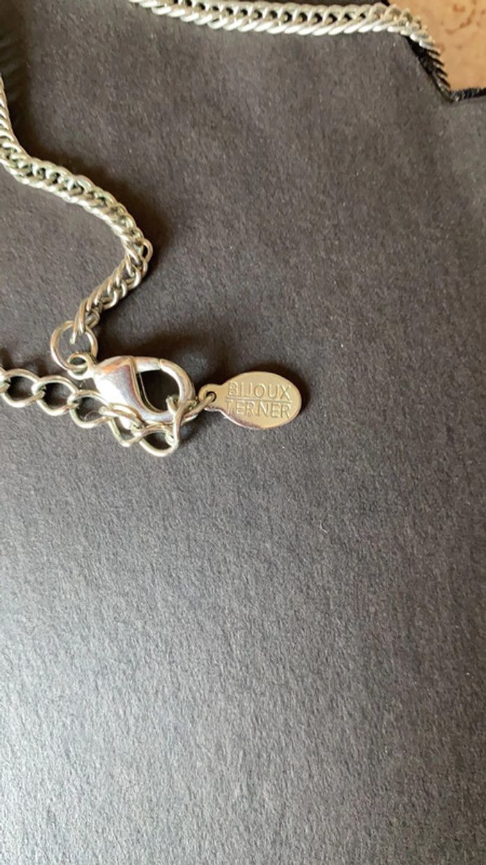 Collier fantaisie nénuphar avec chaîne argentée - photo numéro 5