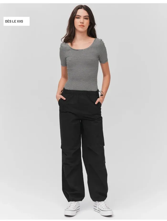 Pantalon Parachute BZB - Noir - Coupe Large - Taille 36 / S - Neuf - Valeur 20€ - photo numéro 2