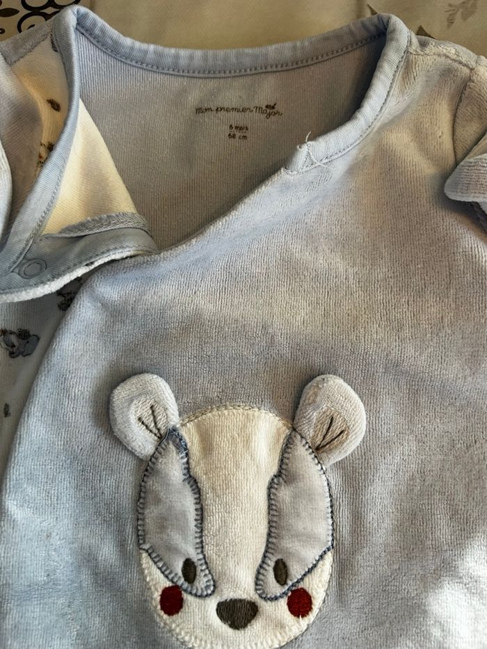 Lot de vêtements bébé garçon 6 mois 8 bodies manches longues et 4 pyjamas velours - photo numéro 5