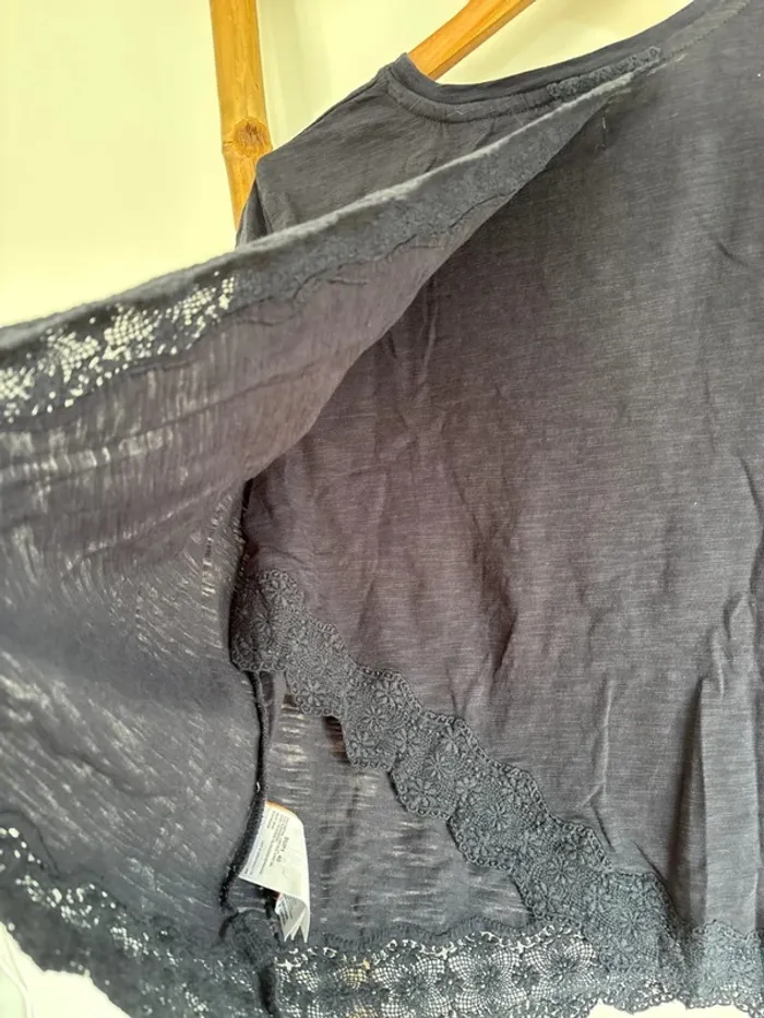 t-shirt bleu marine dentelle superdry taille L/40 - photo numéro 8