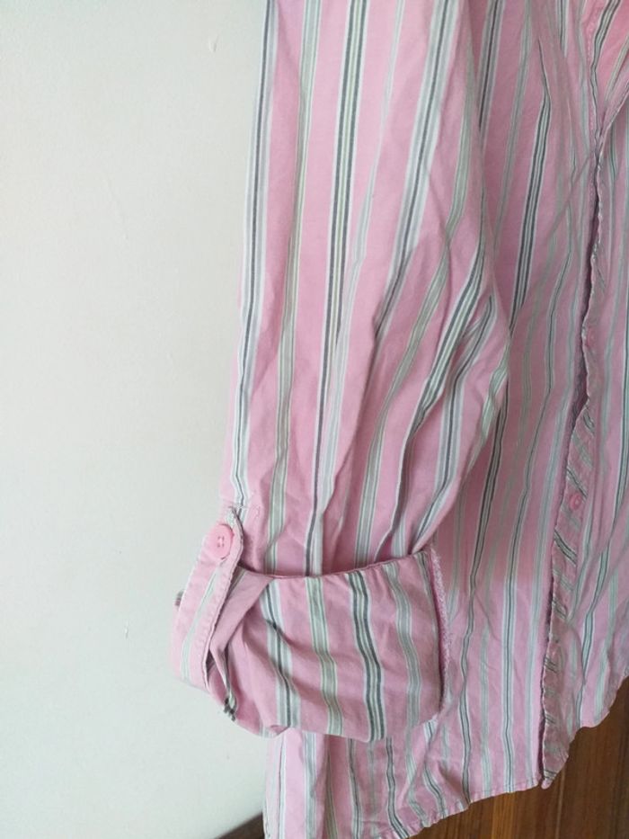 Chemise rayé rose gris manches longues - photo numéro 3