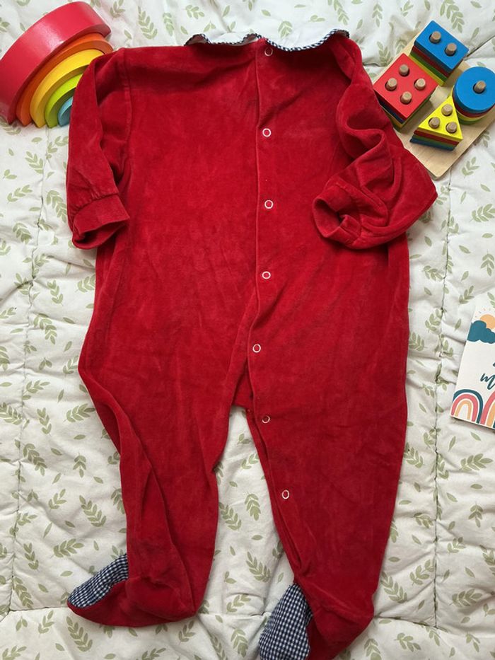 pyjama grenouillère en velours rouge 23 mois chocolatine - photo numéro 7