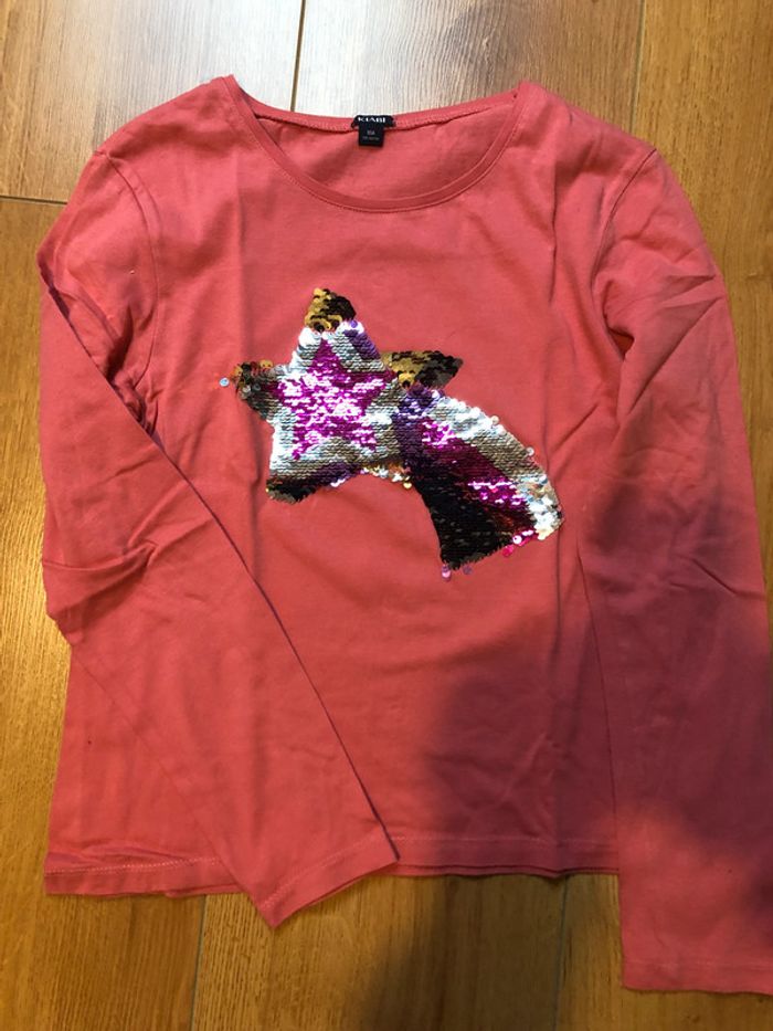 Tee-shirt Kiabi 10 ans fille avec sequins - photo numéro 2