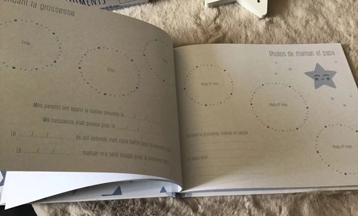 Magnifique coffret livre de naissance et veilleuse étoile en bois (0124) - photo numéro 8