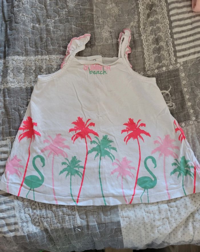 Débardeur blanc palmier Gémo 12 mois
