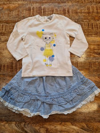 Ensemble t-shirt LM et jupe 80 cm 12 18 mois chat