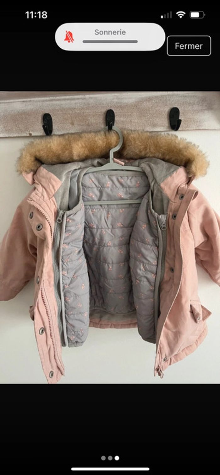Parka d’hiver bébé fille vertbaudet 18 mois, deux en un, très bon état! - photo numéro 3
