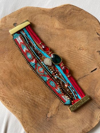 Bracelet hipanema rouge et turquoise 🐚