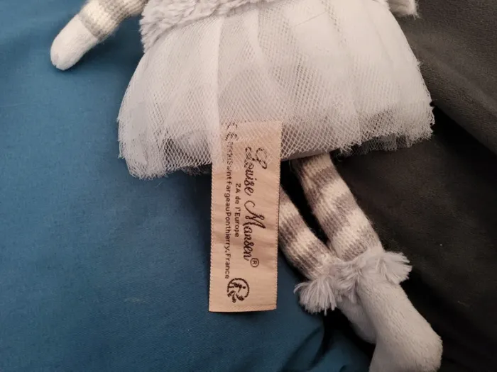 Doudou Peluche Louise Mansen Souris Blanc Gris Argent Tutu 28Cm Neuf - photo numéro 4