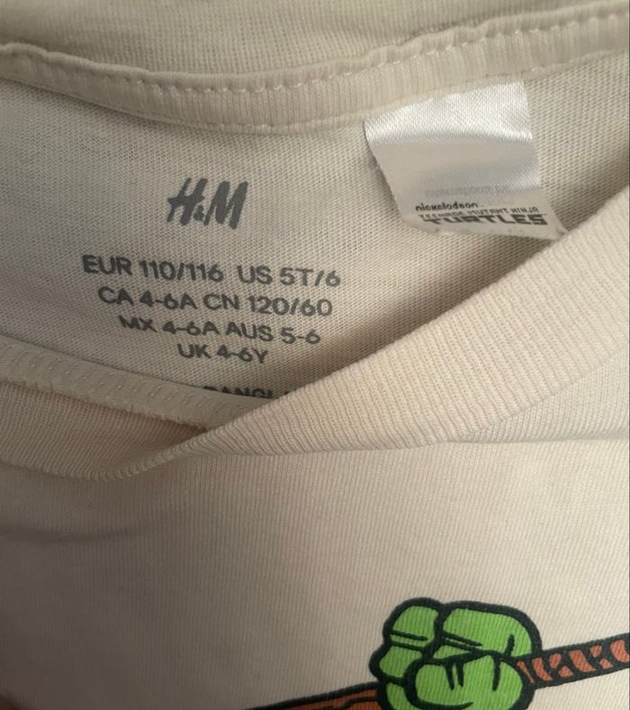 Lot 2 t-shirt h&M 4/6 ans 11O/116 centimètres tortues ninja - photo numéro 6