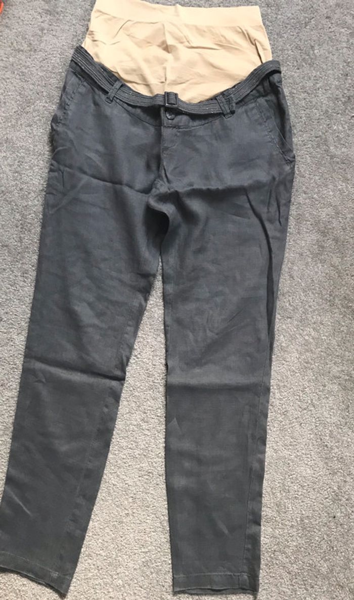Pantalon de grossesse en lin gris 36 - photo numéro 3