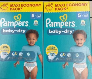 2 cartons couches pampers baby dry taille 5