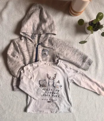 Veste à capuche + t-shirt manches longues 24 mois
