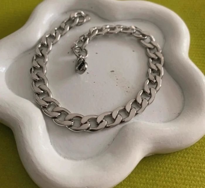 Bracelet cubain mixte en acier titane argenté 19 cm - photo numéro 4