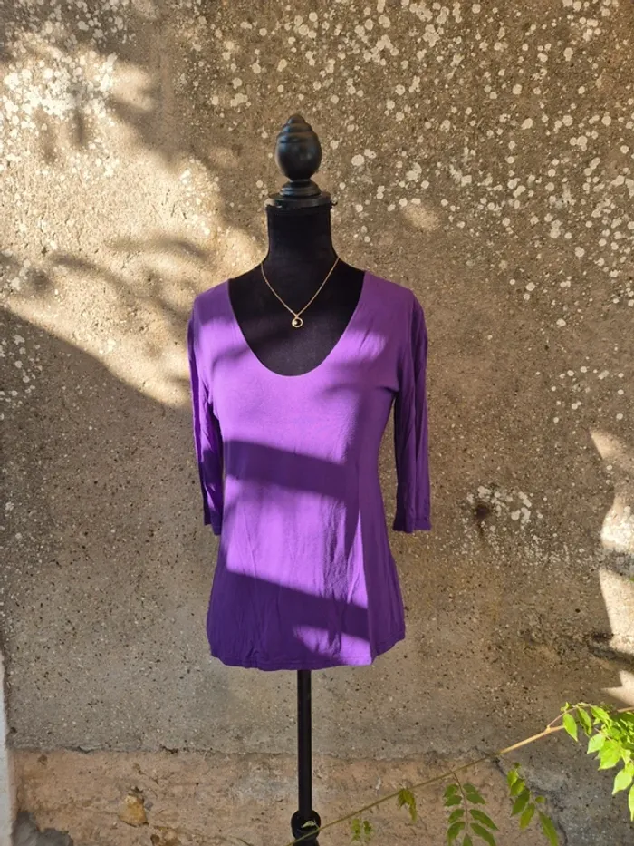Top violet Fengo manches 3/4 Taille unique ~38