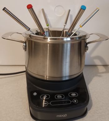 Multi Fondue Electrique MIOGO Cuve inox avec 6 fourchettes + pochette, notices incluses