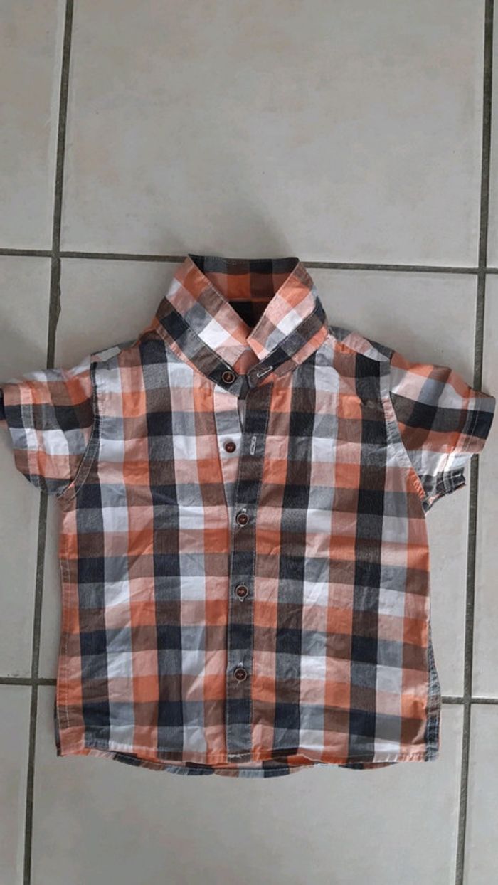 Chemise à carreaux manche courte garçon