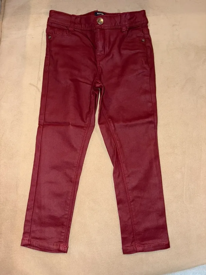 Pantalon enduit bordeaux