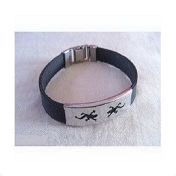 Bracelet Homme Silicone Et Métal Argenté