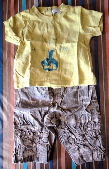 Tshirt jaune arbre et short camouflage