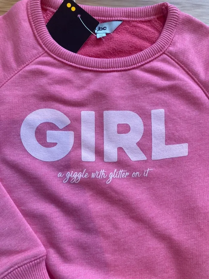 6 ans - Sweat rose col rond écriture "girl" neuf - photo numéro 3