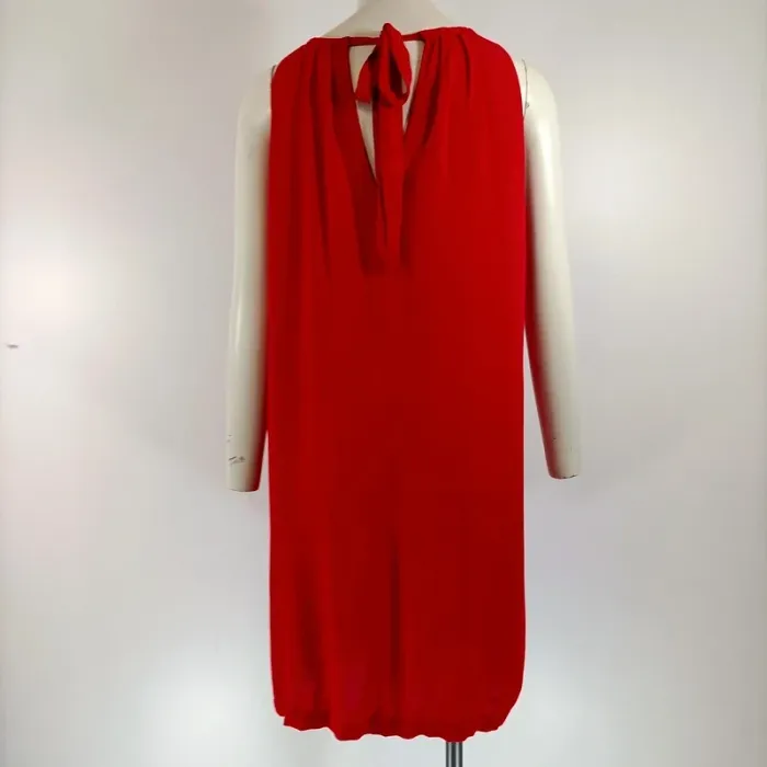 Robe rouge Camaïeu fluide taille 40 col rond dos noué A001 - photo numéro 5
