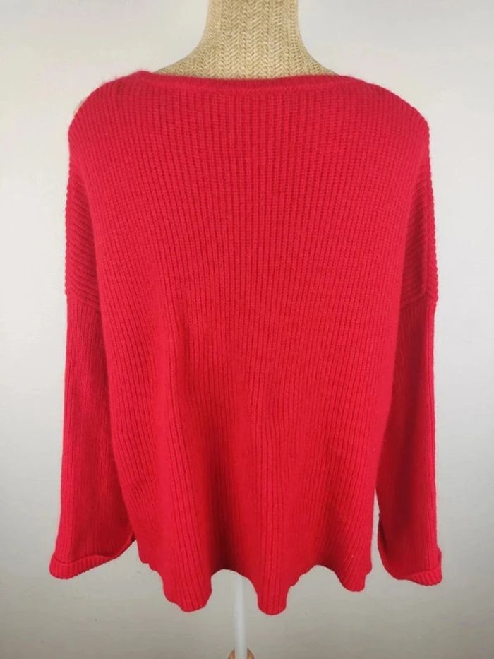 Pull oversize manches longues maille tricot rouge angora laine taille XS / S Naf Naf - photo numéro 2