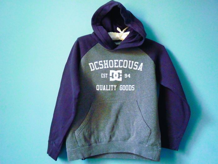 DC Pull sweat capuche Garçon 10 ans gris bleu marine TBE
