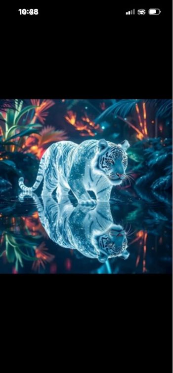 Kit Diamond Painting Neuf - Tigre Bleu Lumineux / Néon (30×40cm)
