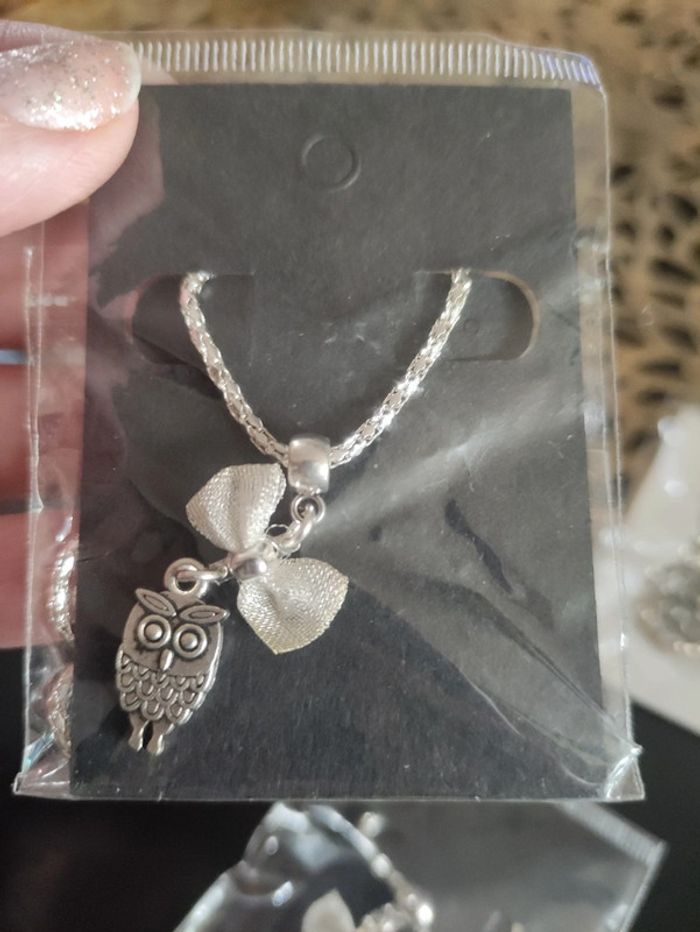 Lot de 6 bijoux neufs thème chouette, hibou et oiseau. - photo numéro 4