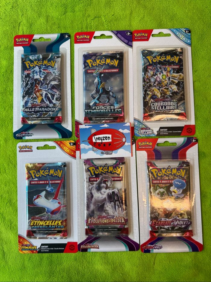 Lot de 6 Boosters Blisters Pokémon Bloc EV EVO1 EV02 EVO4 EV05 EV08 EV06 Neuf et Scellé