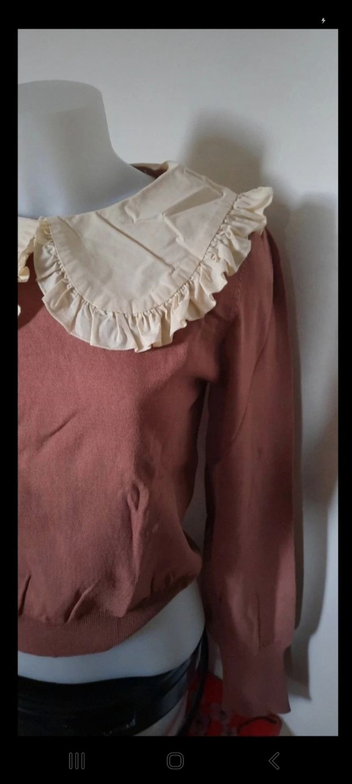 Pull manches longues avec un grand col Claudine de chez zara - photo numéro 2